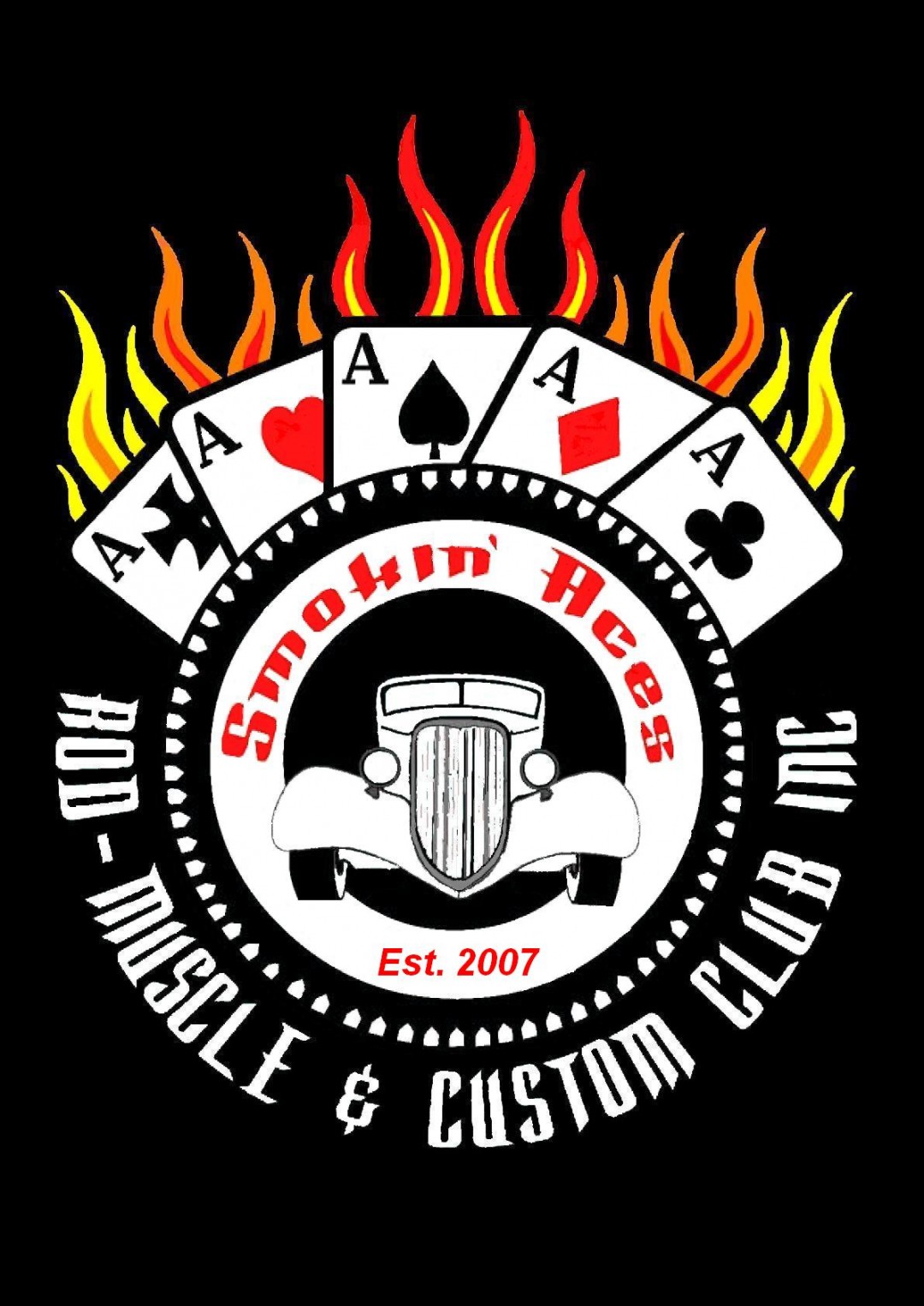 Smokin Aces Logo Colour On Black - Resto my Ride